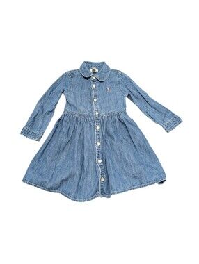 Ralph Lauren Baby Toddler Girls 24M Denim Button Blue Shirt Dress